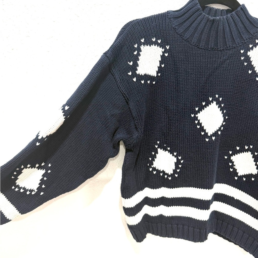 Liz Sport‎ vintage Navy and White Turtleneck Sweater S - Picture 8 of 8